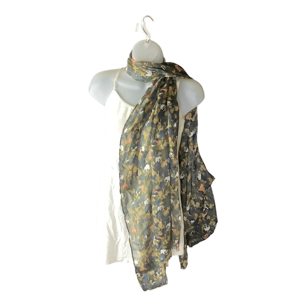 Women's Multicolor‎ Elephant Print Scarf Wrap Lightweight Rectangle Style